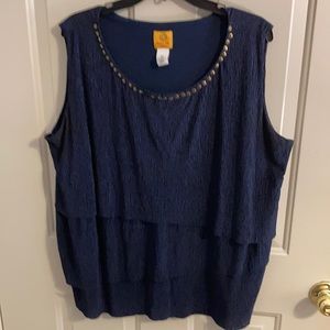 Navy Ruby Rd. Tiered blouse